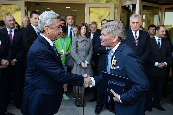 Tim receiving the Medal of Gratitude from the President of Armenia